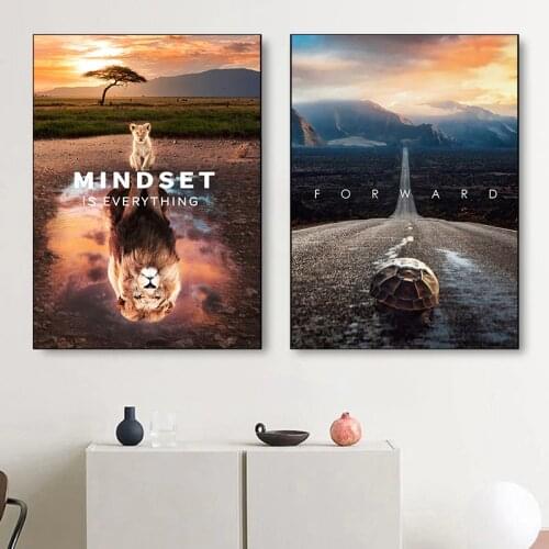 Print Canvas Home Decor Mindset Wall Art Cat Painting Modular Reflection Poster Animal Modern Nordic Picture Living Room Frame