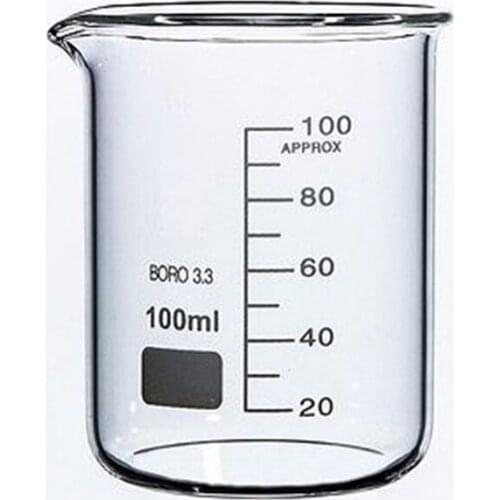 Capacity 100ml Low Form Beaker Measuring Glass Chemistry Lab Borosilicate Glass Transparent Beaker