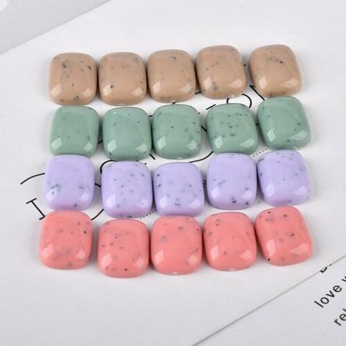 New arrived 50pcs/lot 16*12mm color print geometry rectangle shape flatback resin beads diy jewelry earrings/garment accessory