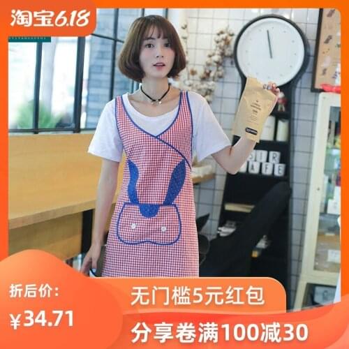 Original red cute rabbit Korean apron designer cafe home work clothes oil-proof baking apron female