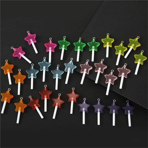 10pcs Mix Color Star Charms Girls Necklace Lollipop Pendants Sweet necklace keychain bracelet Jewelry Accessories Earrings DIY