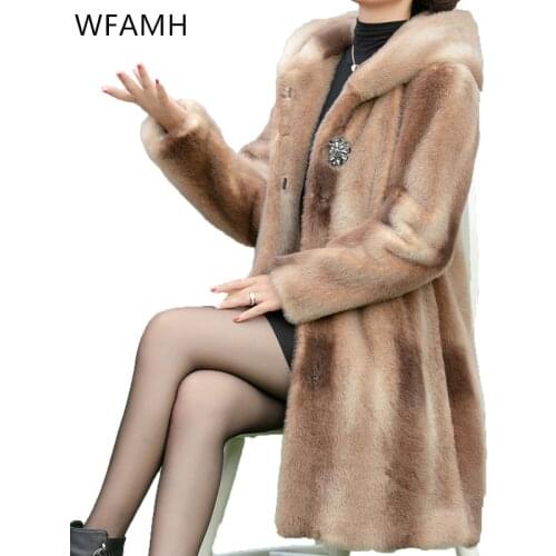 2020 new autumn winter faux mink coat womens imitation fur coat mid-length Thicken Warm parka plus size Jacket Female cothes