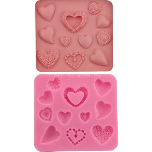 Many Love Heart shape Silicone Fondant Soap 3D Cake Mold Cupcake Jelly Candy Chocolate Decoration Baking Tool Moulds FQ2940