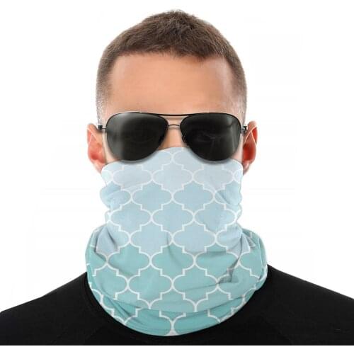 Blue Latticework Scarves Neck Face Mask Unisex Fashion Tube Mask Tubular Bandanas Windproof Headband Outdoor Camping