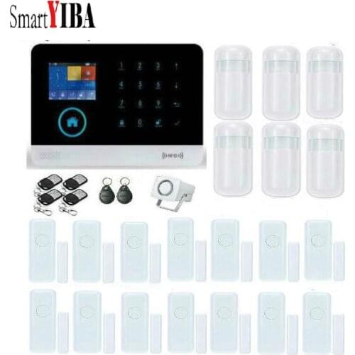 SmartYIBA WIFI Android ISO App Wireless GSM Alarm System+6pcs Infared Motion PIR+14pcs Door Sensor+4 remotes Alarm Kits