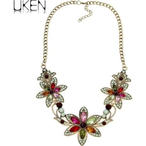 UKEN New Color Gem za Brand Charms Flower Pendants & Necklace Vintage Maxi Femme Statement Accessories Necklace N4081