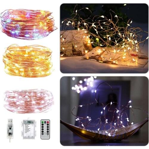 5/10M Waterproof Copper Wire Fairy Lights LED Battery/USB Powered String Lights Christmas Garland Indoor Wedding Decoration