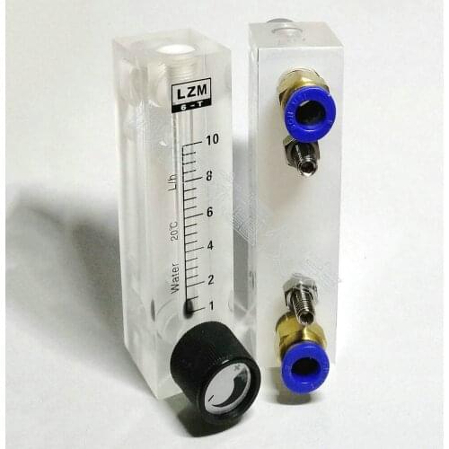 1-10 2-20 3-30 4-40 5-50 6-60LPH LZM-6T Water Liquid Flowmeter Rotameter With Valve Push In 8mm Tube