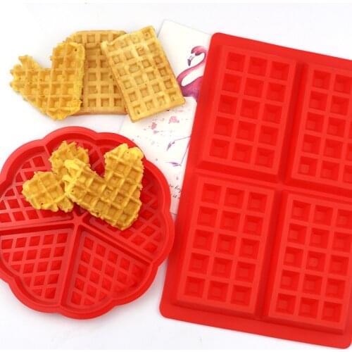 1/2pcs Waffle Mold, Non-stick Cake Mould, Baking Craft High Temperature Heart Shape Silicone Baking Tool, Kitchen Baking Molds