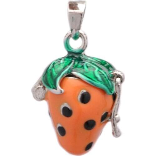 1PCS Retro Strawberry Pet Ashes Souvenir Mini Orange Cremation Wishing Pendant Bronze Necklace Ash Pendant With Chain