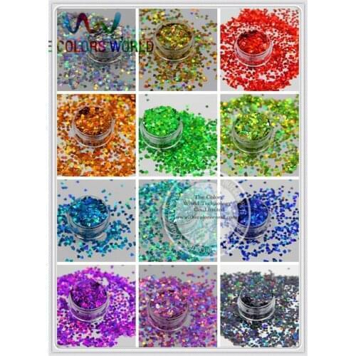 12 holographic Heart Shape sequins paillette for nail decoration and other art DIY decora Size : 3MM