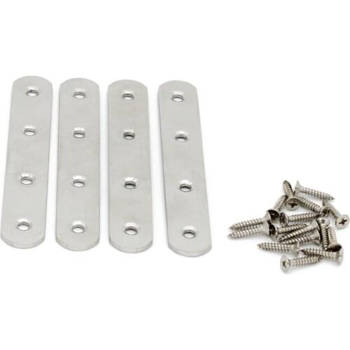 130x20x3mm Flat Mending Plate for Wood,Stainless Steel Straight Brackets Repair Fixing Wood Brace Joining Plates Connector 4PCS