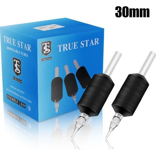 15Pcs 30mm Sterilized 3R 5R 7R 9R Size Disposable Tattoo Grips with Clear Long Tips Round Tattoo Tube for Tattoo