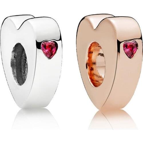 2 Design Heart Shape Spacer Beads for Silver 925 Original Charms Bracelets Women Jewelry Pave Heart Stone Crystal Beads Jewelry