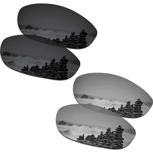 SmartVLT 2 Pairs Polarized Sunglasses Replacement Lenses for Oakley Monster Dog Stealth Black and Silver Titanium