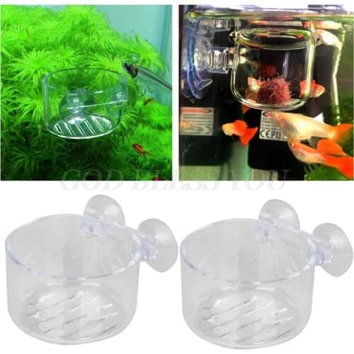2Pcs Transparent Aquarium Cone Red Worm Feeder Acrylic Fish Feeding Cup Worm Feeding Container Holder with Sucker for Fish Tank
