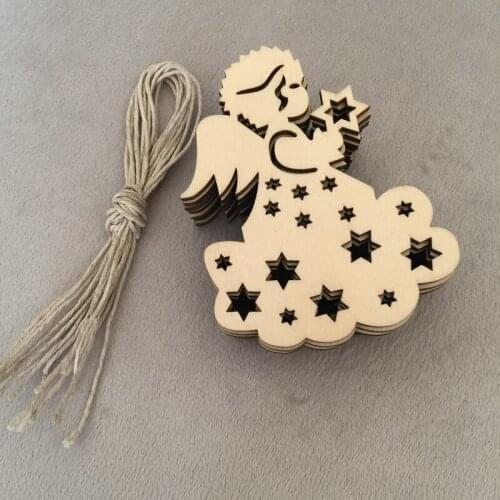 20 pcs laser cut wooden christmas decoration christmas tree wood angel girl home decoration