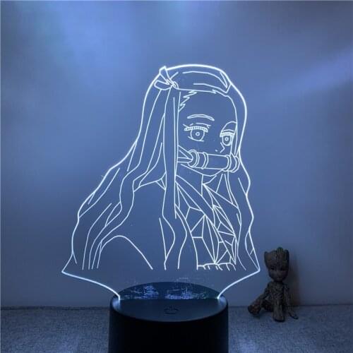 3D Lamp Anime Demon Slayer Nezuko Cute Face LED NightLight Figure 7 Colors Touch Table Bedroom Decor Night Light Gift