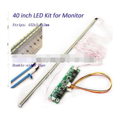 40 inch LED Aluminum Plate Strip Backlight Lamps Update Kit for LCD Monitor TV Panel 2 LED Strips 452mm new