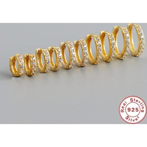 GS 925 Sterling Silver Huggie Hoop Earrings for Women with 18K Gold Plated Cubic Zirconia Colored Earrings Statement Jewelry
