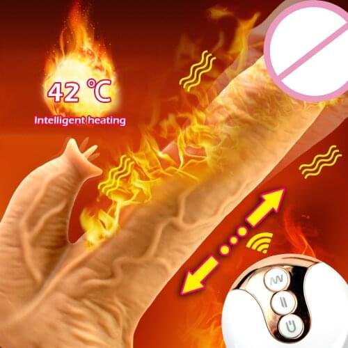 Automatic Telescopic Rotation Realistic Dildo Heating Tongue Licking Vibrator With Suction Cup Artificial Penis Dick Sex Toys
