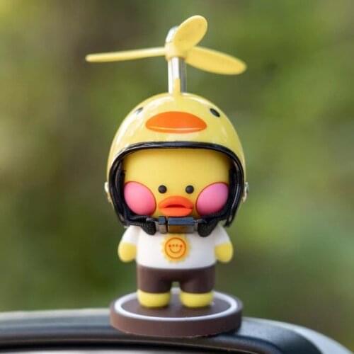 Car Decorations Duck With Helmet Propeller Rubber Cool Glasses Duck for Car Styling Bike or Motorcycle Decoration Toy Duck