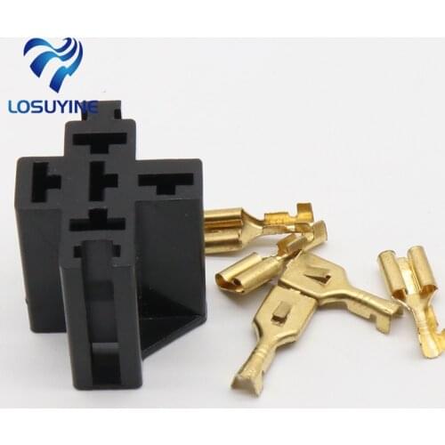 1Set Car Auto Vehicle 5 Pin Relay Socket Holder with 5Pcs 6.3mm Copper Terminal