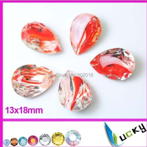Freeshipping 36pcs 13x18mm flower color K9 stones pointed back rhinestones! Super shiny pear crystal fancy for jewelry making