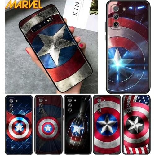 Shield captain america marvel for Samsung Galaxy S21 Ultra Plus Note 20 10 9 8 S10 S9 S8 S7 S6 Edge Plus Black Phone Case