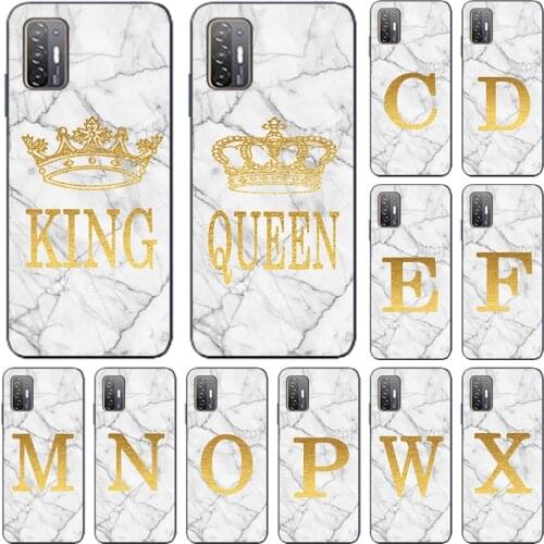 Phone case For HTC Desire 21 Pro White Marble Golden English Letter Fashion Name Back Cover Shell Fundas