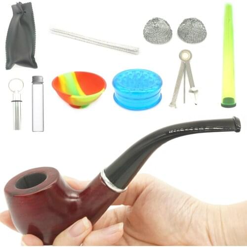 1Set Tobacco Wood Pipe With Smoke Toll Storage Box Case Men Gadget Smoking Herb Wood Pipes Cigarette Accessories Pipa Grinder