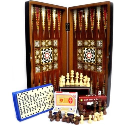 40x40 cm Wooden Backgammon Checkers Chess Domino And Game Set Portable Travel Board Toy Game Party