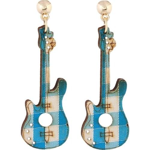 Dangling wood Violin Earrings gift for music lover for women and girls