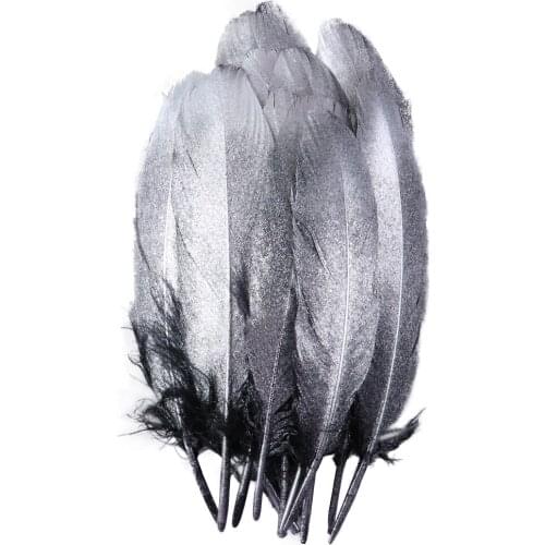 Diy Wedding Jewelry Decorative Single side silver spray Real Goose feather 15-20CM for Home Carnival Hat Party Accessory Plumes