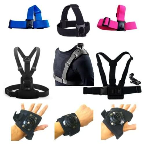 For Gopro hero 7 6 5 4 3 Xiaomi yi 4K Mijia SJ4000 SJ8 Accessories bag Head Chest Wrist Band Single Tripod Mount Adapter camera