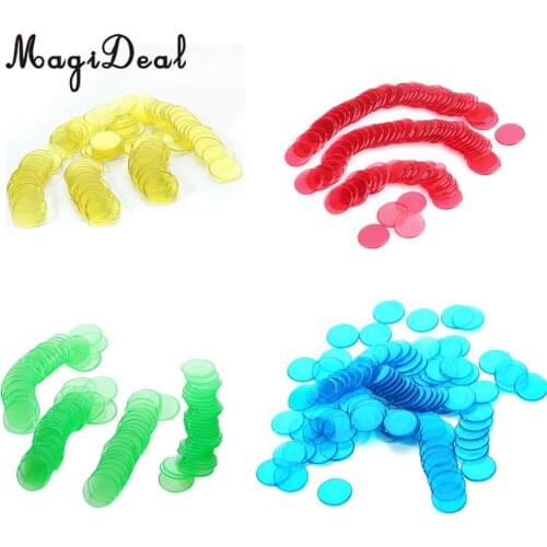 MagiDeal 400pcs PRO Count Bingo Chips Markers for Bingo Game Cards 3/4 Inch 4 Colors PRO Count Bingo Chips Pub Camping Travel