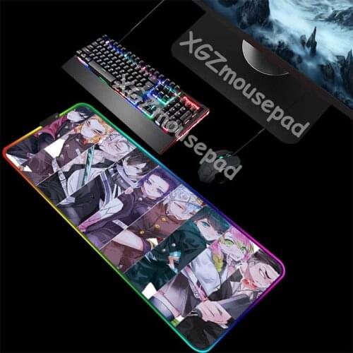 XGZ Anime Demon Slayer Kimetsu No Yaiba Custom Large RGB Mouse Pad Lock Edge Office Computer Desk Mat Speed for Dota Csgo Gamer
