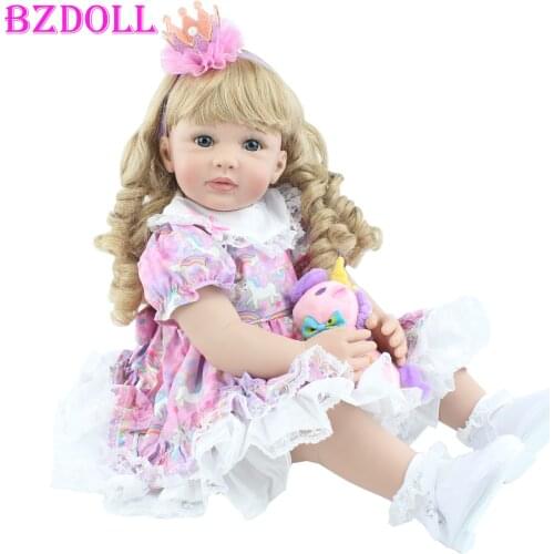 BZDOLL 60cm Soft Silicone Reborn Toddler Doll Toy Realistic Viny 24" Blonde Baby Princess Bebe Girl Lovely Birthday Gift Toy
