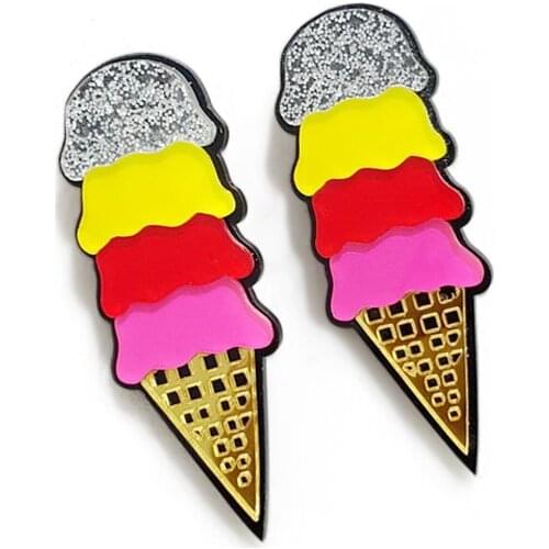 Lucky99 Fashion Harajuku Korean Ice cream Stud Earrings For Women Thailand Trendy Long Acrylic Hiphop Earrings ear stud E19024