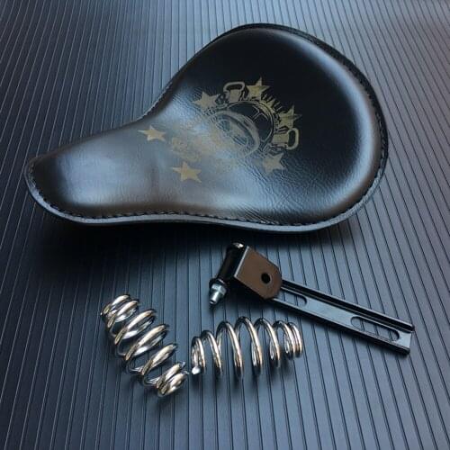 Motorcycle Retro 3" Spring Bracket Mounting Base Kit Solo Seat Black For Harley Custom Chopper Bobber Brown Leather Saddle Seat