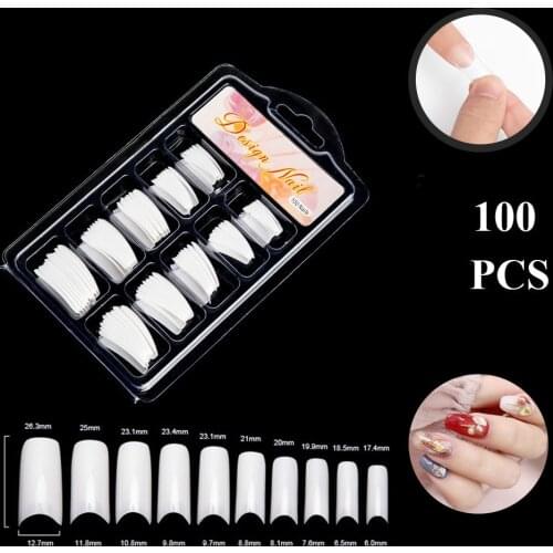 100pcs False Nail Tips White/clear/natural French Style Fingernails Nail Tips Full Cover Fake Nails Diy Manicure Tips Tools