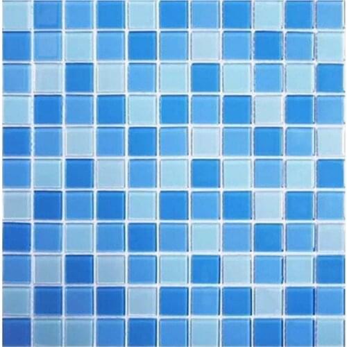 Cheap price Sky blue mix glass swimming pool tile