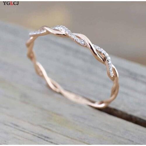 New Twisted Rope Twist Ring Electroplated Micro Cubic Zirconia Tail Ring Fashion WomenS Accessories
