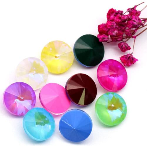 New Arrival Round Shape Mocha Rhinestones Colorful Crystal Glass for Jewelry Making Pointback Rivoli Crystal Glue On Nails