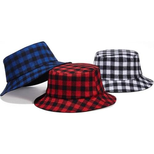 Bucket Hat Teenagers Men Women Summer Sun Beach Wide Brim Plaid Reversible Hip Hop Holiday Outdoor Fisherman Accessory