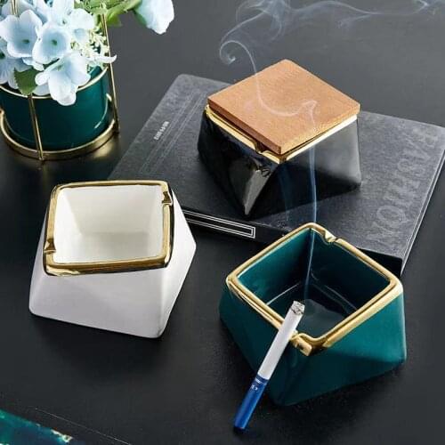 Ceramic Gold-Rimmed Ashtray Creative Personality Home Living Room Ins Trendy Office Ashtray Fashion