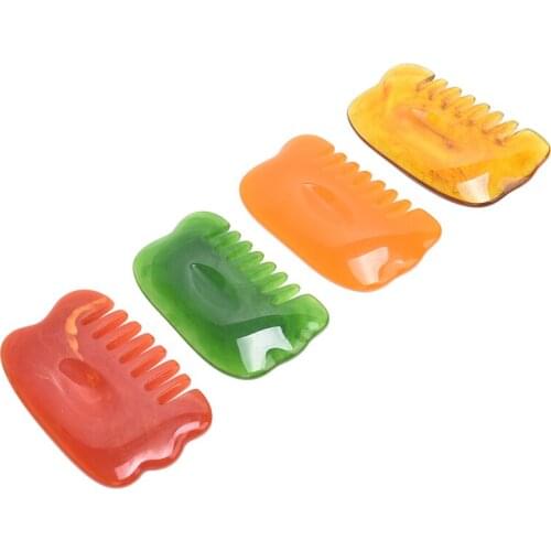 1PCS Natural Guasha Stone Board Resin Massage Comb Gua Sha Plate Head Massager Scrapers Tools