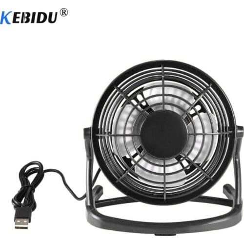 Kebidumei Portable DC 5V Small Desk USB 4 Blades Cooler Cooling Fan USB Mini Fans Operation Super Mute Silent PC Laptop Notebook