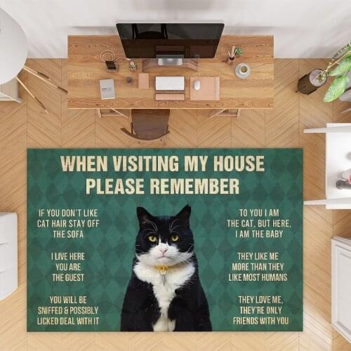 Please Remember Tuxedo Cat Carpet Floor Mat Rug Non-slip Mat Dining Room Living Room Soft Bedroom Carpet