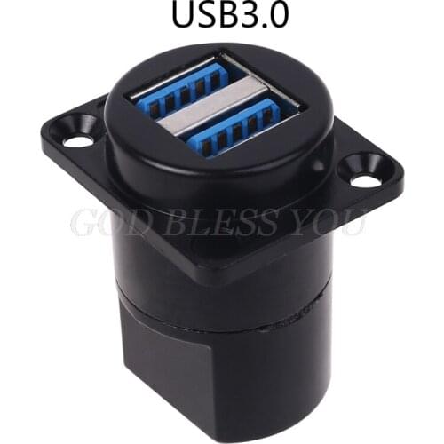 USB socket D type Metal dual USB 3.0 socket female to female USB3.0 connector panel mounting Drop Shipping